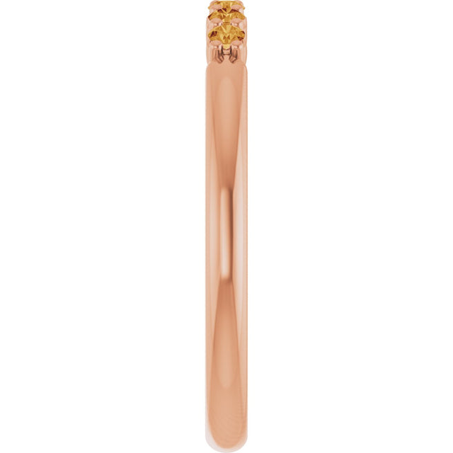 14K Gold Round Natural Citrine Accented Stackable Ring - Rose Gold - view 4