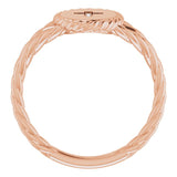 14K Gold Round Natural Diamond Cross Ring – 0.9mm Stones - Rose Gold - view 2