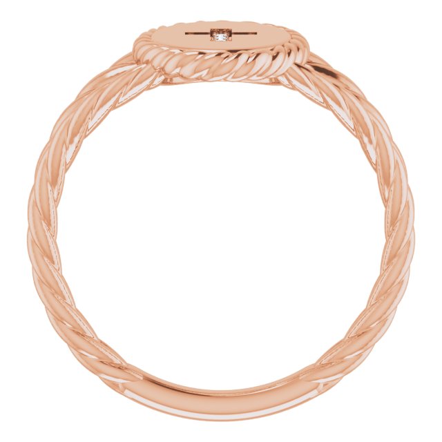 14K Gold Round Natural Diamond Cross Ring – 0.9mm Stones - Rose Gold - view 2