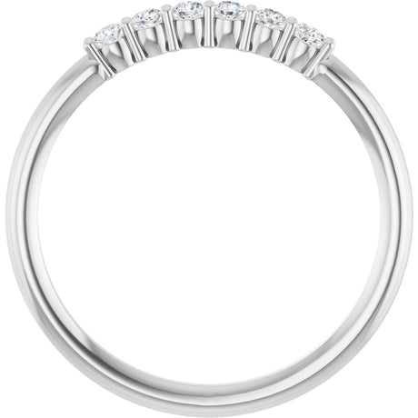 Platinum Round Natural Diamond Accented Stackable Ring - view 2
