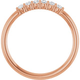 14K Gold Round Natural Diamond Accented Stackable Ring - Rose Gold - view 2