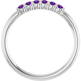 Platinum Round Natural Amethyst Accented Stackable Ring - view 2