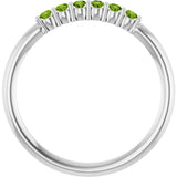 Platinum Round Natural Peridot Accented Stackable Ring - view 2