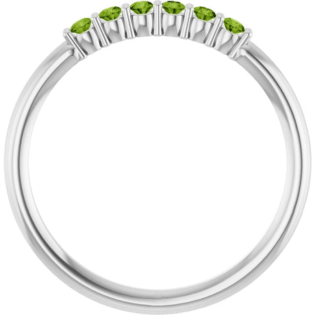 Platinum Round Natural Peridot Accented Stackable Ring - view 2