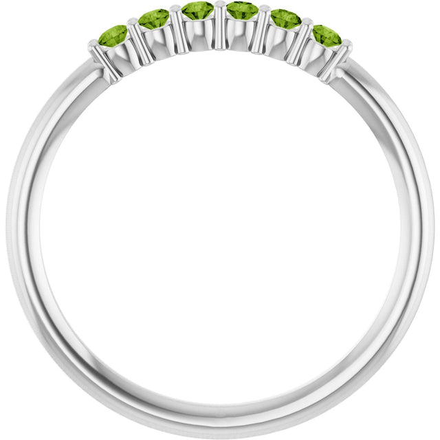Platinum Round Natural Peridot Accented Stackable Ring - view 2