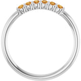Platinum Round Natural Citrine Accented Stackable Ring - view 2