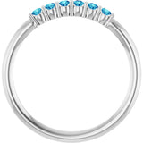Platinum Round Natural Blue Zircon Accented Stackable Ring - view 2