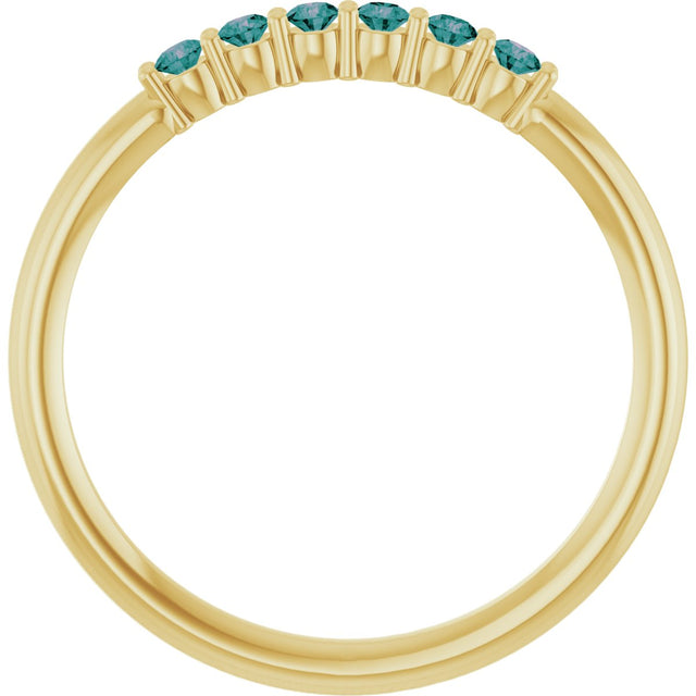 14K Gold Round Natural Alexandrite Accented Stackable Ring - Yellow Gold - view 2