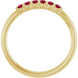 14K Gold Round Natural Ruby Accented Stackable Ring - Yellow Gold - view 2