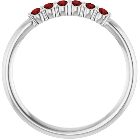 Platinum Round Natural Mozambique Garnet Accented Stackable Ring - view 2