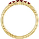 14K Gold Round Natural Mozambique Garnet Accented Stackable Ring - Yellow Gold - view 2