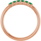 14K Gold Round Natural Emerald Accented Stackable Ring - Rose Gold - view 2