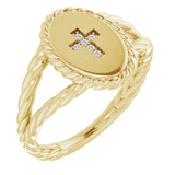 14K Gold Round Natural Diamond Cross Ring – 0.9mm Stones - Yellow Gold