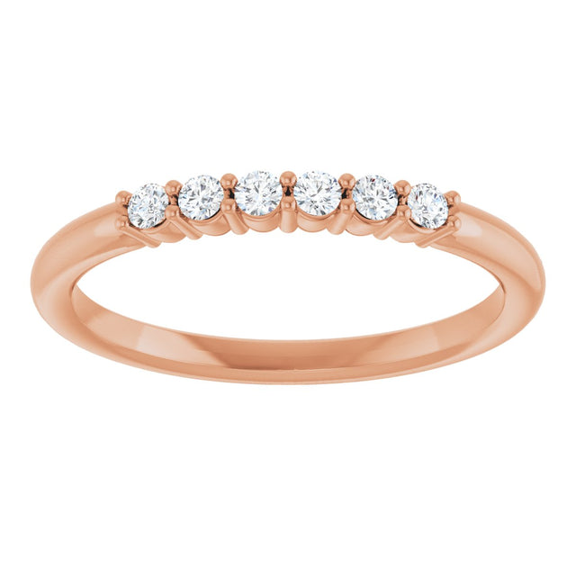 14K Gold Round Natural Diamond Accented Stackable Ring - Rose Gold - view 3