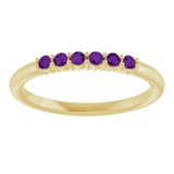 14K Gold Round Natural Amethyst Accented Stackable Ring - Yellow Gold - view 3