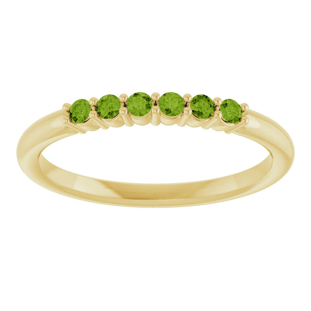 14K Gold Round Natural Peridot Accented Stackable Ring - Yellow Gold - view 3