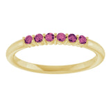14K Gold Round Natural Pink Tourmaline Accented Stackable Ring - Yellow Gold - view 3