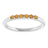 Platinum Round Natural Citrine Accented Stackable Ring - view 3