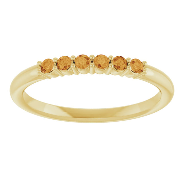 14K Gold Round Natural Citrine Accented Stackable Ring - Yellow Gold - view 3