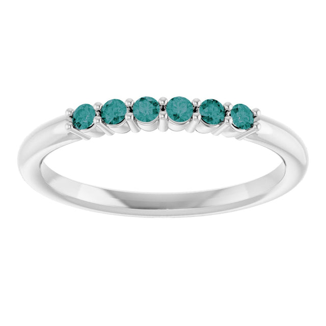 Platinum Round Natural Alexandrite Accented Stackable Ring - view 3