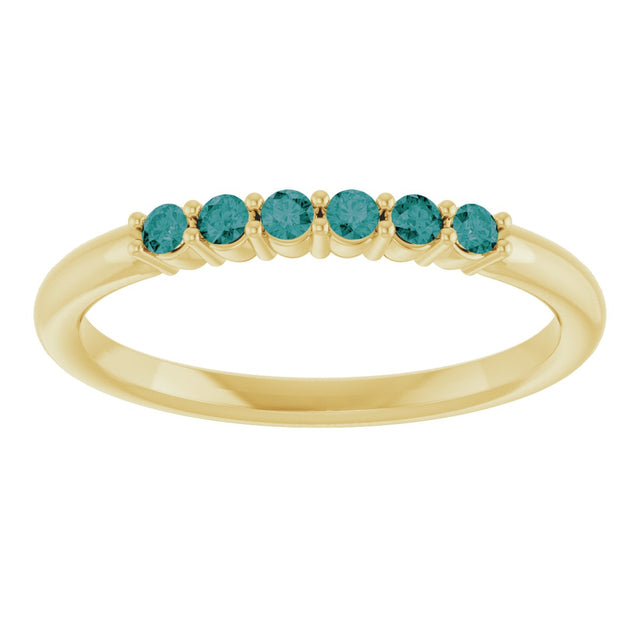 14K Gold Round Natural Alexandrite Accented Stackable Ring - Yellow Gold - view 3
