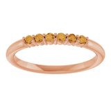 14K Gold Round Natural Citrine Accented Stackable Ring - Rose Gold - view 3