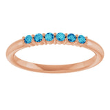14K Gold Round Natural Blue Zircon Accented Stackable Ring - Rose Gold - view 3