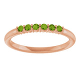 14K Gold Round Natural Peridot Accented Stackable Ring - Rose Gold - view 3