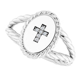Platinum Round Natural Diamond Cross Ring – 0.9mm Stones - view 6