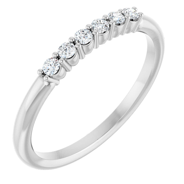 Platinum Round Natural Diamond Accented Stackable Ring