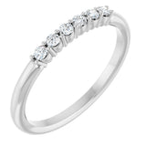 14K Gold Round Natural Diamond Accented Stackable Ring - White Gold