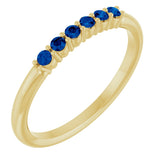 14K Gold Round Natural Blue Sapphire Accented Stackable Ring - Yellow Gold