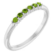 Platinum Round Natural Peridot Accented Stackable Ring