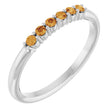14K Gold Round Natural Citrine Accented Stackable Ring - White Gold