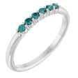 14K Gold Round Natural Alexandrite Accented Stackable Ring - White Gold