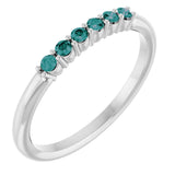 Platinum Round Natural Alexandrite Accented Stackable Ring