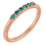 14K Gold Round Natural Alexandrite Accented Stackable Ring - Rose Gold