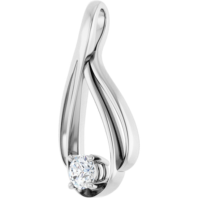 14K Gold Round Lab-Grown Diamond Solitaire Pendant - view 2