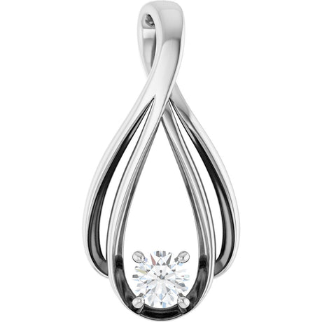 14K Gold Round Lab-Grown Diamond Solitaire Pendant