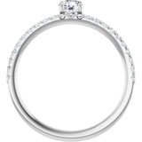 14K Gold Round Natural Diamond Asymmetric Stackable Ring – 4.1mm Stones - White Gold - view 2