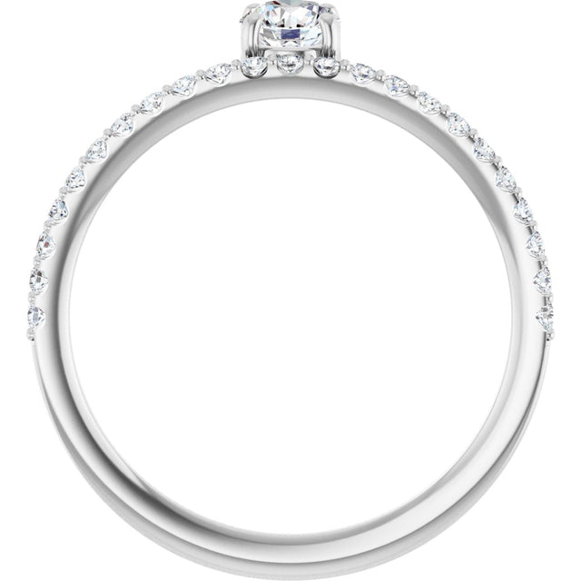14K Gold Round Natural Diamond Asymmetric Stackable Ring – 4.1mm Stones - White Gold - view 2