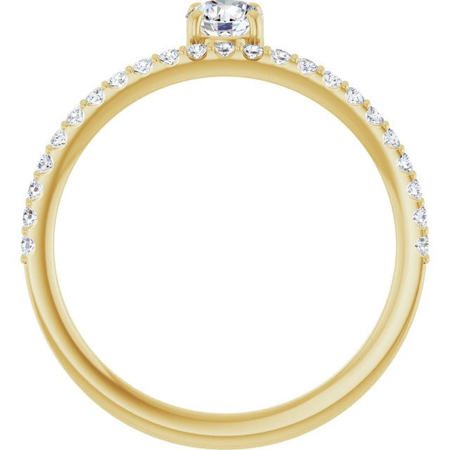 14K Gold Round Natural Diamond Asymmetric Stackable Ring – 4.1mm Stones - Yellow Gold - view 2