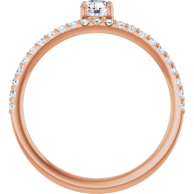 14K Gold Round Natural Diamond Asymmetric Stackable Ring – 4.1mm Stones - Rose Gold - view 2