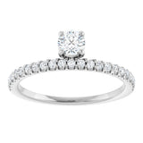 14K Gold Round Natural Diamond Asymmetric Stackable Ring – 4.1mm Stones - White Gold - view 3