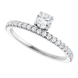 14K Gold Round Natural Diamond Asymmetric Stackable Ring – 4.1mm Stones - White Gold - view 5