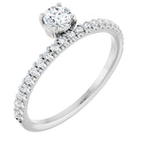 14K Gold Round Natural Diamond Asymmetric Stackable Ring – 4.1mm Stones - White Gold