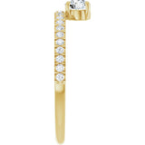 14K Gold Round Natural Diamond Asymmetric Stackable Ring – 4.1mm Stones - Yellow Gold - view 4