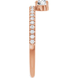 14K Gold Round Natural Diamond Asymmetric Stackable Ring – 4.1mm Stones - Rose Gold - view 4