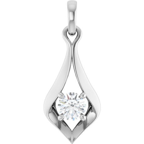 14K Gold Round Natural Diamond Solitaire Pendant – 1/4 CTW