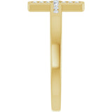 14K Gold Round Lab-Grown Diamond Sideways Cross Ring – 1.7mm Stones - Yellow Gold - view 4